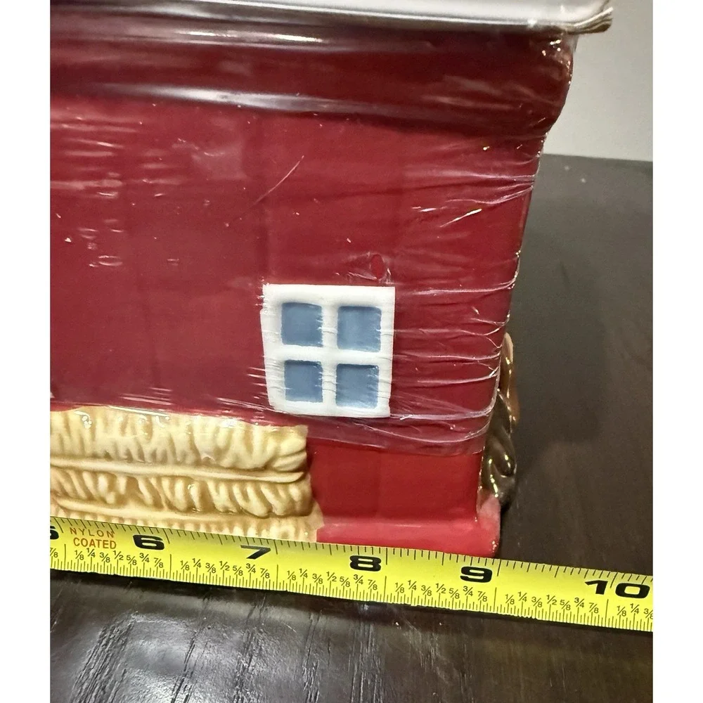 The Pioneer Woman Rustic Red Barn Cookie Jar with Charlie The Basset Hound
